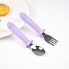Nuevo Producto Transfronterizo Bebé Silicona Grado Alimenticio Acero Inoxidable 316 Entrenamiento Comida Tenedor Cuchara Juego de Vajilla Tenedor Cuchara