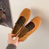 Zapatos de vestir individuales 2026, estilo retro francés, punta cuadrada, Mary Janes poco profundos para mujer, verdes, nuevos zapatos planos estilo ballet con tiras cruzadas