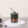 Copo de Café Inoxidável Enrolado de Alto Valor de Cor para Viagem ao Ar Livre Camping Portátil Copo de Cerveja Anti-queimadura Copo Degrau com Canudo