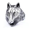 Anel Masculino Série Viking Cabeça de Lobo de Gelo Dominadora Aço Inoxidável Retrô Europeu e Americano Joias Venda por Atacado