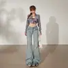 Jeans Laranja Infantil # Hot Girl da High Street Americana, Veludo Fino, Bootcut para Mulheres, Slim Fit, Caimento Elegante, Calça Versátil de Comprimento Total