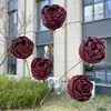 5 Cabezas de Rosas Románticas con Bordes Tostados, Flores Artificiales, Flores Falsas para Boda y Decoración del Hogar, Venta al por Mayor