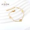 Pulsera de Concha Blanca Flor de Durazno de Venta Caliente Transfronteriza Moda Accesorios Ovalados Cadena de Flor Hoja Hueca Pulsera de Acero Inoxidable