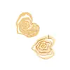 Pendientes de Metal Estilo Retro Exagerado Elegante Europeo y Americano con Diseño Hueco de Flor de Rosa Estéreo Pendientes de Pétalos de Moda Elegantes para Mujer