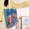 Bolso de Hombro Bordado Vintage Mochila Escolar para Mujer de Gran Capacidad Bolso de Gato Bolso de Tela Estilo Étnico Bolso de Tela