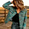 Nueva Chaqueta Corta de Mezclilla de Algodón Transfronteriza Otoño e Invierno Estampado Digital 3D Moda Personalidad Top Delgado Mujer