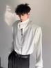 Playera de Manga Larga con Cuello Alto y Hombreras para Hombre, Otoño e Invierno, Nueva, Sensación de Alta Gama, Plana, Guapo, Cálido, Casual, Suelto, Interior, Camiseta Base