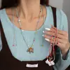 Collar de Cuerda Trenzada con Cuentas de Cachorro Dopamina Colorido Estilo Coreano, Cadena para Clavícula Dulce y Linda de Lujo Ligero de Nicho para Mujer
