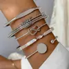 Pulseira Larga Retro Nova Transfronteiriça da Amazon Simples Geométrica Abertura Contas Redondas Dourado Brilhante Pulseira Conjunto de Pulseiras