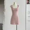 Fart Shp Muñeca Enamorada Vestido Estilo Deseo Puro Cuello Redondo Corte Ajustado Vestido Dulce y Picante que Ceñe la Cintura