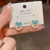 Pendientes Redondos de Perla con Forma de Corazón Azul, Suaves y Versátiles, Estilo Francés, Exquisitos y de Moda, Lujo Ligero, Diseño Simple, Pendientes para Mujer