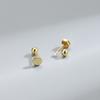 Pendientes de plata de ley S925 con forma de cara brillante, con pasador hexagonal y rosca, sin orejas, estilo japonés y coreano, chapado en oro, de lujo ligero para mujer.