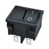 Interruptor de Barco Certificado Americano ETL KCD1 Preto Sem Luz Duplo Balancim 4 Pinos 2 Velocidades 21X25Mm