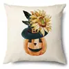 Funda de Almohada Halloween Calabaza Divertida Transfronteriza Amazon Estampado de Lino Funda Decorativa para Cojín de Sofá del Hogar