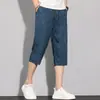 Calça Cropped Jacquard de Seda Gelada Estilo Novo 2026 para Homens, Shorts Casuais Retos Finos de Verão, Calça Versátil Solta Respirável de Comprimento Médio