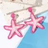 Pendientes de Hierba Rafi Flor Estrella Estrella de Mar Piña de Venta Caliente Transfronterizos Dopamina Tejidos a Mano Pendientes para Viajes de Verano Vacaciones
