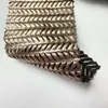 Tejido de Malla con Patrón de Espiga de Trigo con Estampado Completo Dorado, Tejido de Malla Elástica de Espiga para Decorar Vestidos de Escenario y Desfile de Moda