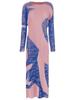 Vestido Floral Suave para Mujer 2026 Primavera Nuevo Estilo Cuello Redondo Color Contrastante Estilo Casual Corte Ajustado Manga Larga Falda Línea A
