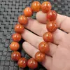 Ágata Flor de Hielo Roja Cuentas Redondas Pulsera de Jade 14mm Ágata Dragóncito de Fuego Pulsera Joyería Hilo de Mano Venta al por Mayor