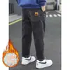 Pantalones de Pana para Niños Otoño e Invierno con Forro de Felpa Pantalones Casuales 2026 Nuevo Estilo para Niños Mayores Pantalones de Chándal de Otoño Pantalones Largos para Niños