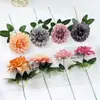 Pintura al óleo de rama única pequeña estilo europeo Flor de loto DIY Decoración del hogar Flor de seda Flor artificial Flor de horquilla Kit de materiales para flores Accesorios Accesorios para fotografía