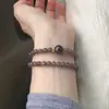 Nuevo Pulsera de Doble Círculo Gris Humo Blanco Morado Estilo Chino Vidrio Morado Uva Imitación Jade Hetian Exquisita Elegante Versátil Pulsera para Mujeres