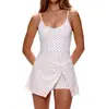 Mono de Yoga con Correa de Lunares para Mujer, Verano Ajustado, Adelgazante, Diseño de Espalda Cruzada, Falda Corta Deportiva de Secado Rápido