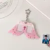 Original Lindo Alas Pequeñas Doble Ranura para Tarjetas Porta Tarjeta de Identificación Acrílico 1.0 pulgada Cubierta de Almacenamiento Colgante Decorativo para Mochila Porta Tarjetas