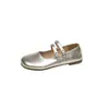 Zapatos Mary Jane planos de plata estilo francés para mujer, nueva colección de otoño 2026, punta redonda, pequeños zapatos de cuero estilo coreano delicados