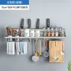 Estante de Almacenamiento Multifuncional de Cocina Montado en Pared Portacuchillos Estante para Tapas de Ollas Estante para Condimentos Suministros Multifuncionales para el Hogar