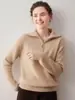 Suéter grueso de cachemira pura para mujer, con cuello de media cremallera, textura suave y agradable para la piel, tejido de alta gama y corte holgado