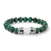 Pulsera tejida a mano con corona de lapislázuli europeo y americano de 8 mm, ágata negra, ágata roja, ojo de tigre, nicho original, venta al por mayor