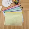 Bolsa de Arquivo com Zíper Transparente Estojo Criativo para Material Escolar de Estudante com Grade A4 Bolsa Impermeável para Armazenamento de Documentos Design de LOGOTIPO