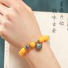 Pulsera de Cera de Abejas Original 2025 Estilo Bolsa de la Suerte Diámetro 8-10mm para Mujer Amarillo Miel Pulsera de Círculo Único Pulsera Estilo Retro Ámbar