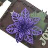 Decorações de Natal 13cm pó dourado simulação flor de Natal pó pegajoso flor oca guirlanda de árvore de Natal pingente de vime