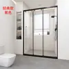 Nuevo mampara de ducha de tres piezas con perfilería ultraestrecha de acero inoxidable, puerta de cristal divisoria de baño, dos paneles de ducha correderos y uno fijo