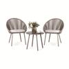 Mesa y Sillas Tejidas de Cuerda de Red Set de Mesa de Café para Ocio al Aire Libre en el Patio Set de Tres Piezas para Balcón Silla de Acero Silla de Almacenamiento