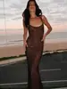 Vestido Slim com Alças Finas Embelezado com Strass Estilo Francês para Mulheres, Vestido de Festa Longo de Luxo de Alta Qualidade, Costas Abertas para Festa Anual