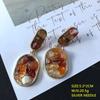 Pendientes de Comercio Exterior Europeos y Americanos Estilo Retro de Hong Kong Piedra de Grava de Color Pendientes de Aguja de Plata Redondos y Cuadrados Barrer Hombro Pendientes Largos Joyería