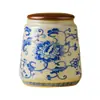 Bule de Chá de Cerâmica Ru Kiln Yu Huang com Desenho de Videira de Lótus, Pote Selado de Cerâmica Premium, Recipiente para Armazenamento de Chá, Acessórios para Conjunto de Chá Chinês