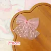 Acessórios de cabelo infantis com laço duplo de rede com lantejoulas pontilhadas estilo coreano, laço DIY doce e fresco