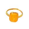 Anillo Guofeng vintage de plata de ley 925 con cera de abejas antigua amarilla y aceite de pollo y miel natural