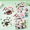 Bolsa Porta-Fichário A5 Abertura Lateral Desenho Animado Panda Transparente À Prova D'água Material Escolar Estudante Bolsa de Armazenamento para Documentos Provas Saco com Zíper