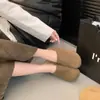 Sapatos Birkenstock de sola grossa femininos 2026 novo outono e inverno slip-on preguiçosos Birkenstock bico fechado meio-sapatos chinelos de algodão peludos para uso externo