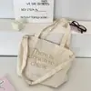 59261 Bolsa de Lona para Estudiantes Mujer 2025 Nueva Tendencia Coreana Bolso Tote con Letras Bolsa de Compras Casual Gran Capacidad