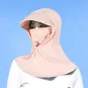 Sombrero de Protección Solar para Mujer, Visera Solar para Ciclismo al Aire Libre en Verano, Anti-UV, Máscara Facial Completa, Protección Integrada para el Cuello, Sombrero Solar Transpirable de Seda de Hielo