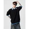 Nueva colección de primavera y otoño: suéter de punto holgado estilo americano para hombre, un suéter casual versátil y moderno