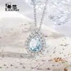 Collar con Colgante de Plata de Ley s925 Azul en Forma de Lágrima para Mujer Diseño de Nicho Cadena para Clavícula Sensación de Alta Gama Regalo para Novia