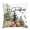 Capa de Almofada Série de Natal Retrô Mais Vendida da Amazon Listrada Floral Sino Decoração de Casa Capa de Almofada Lombar