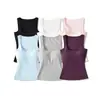 Top Regata Sexy Decotado para Primavera e Verão com Bojo, Decote U, Elástico, Justo ao Corpo, Modelador da Cintura, Sem Mangas, Camisola para Mulheres